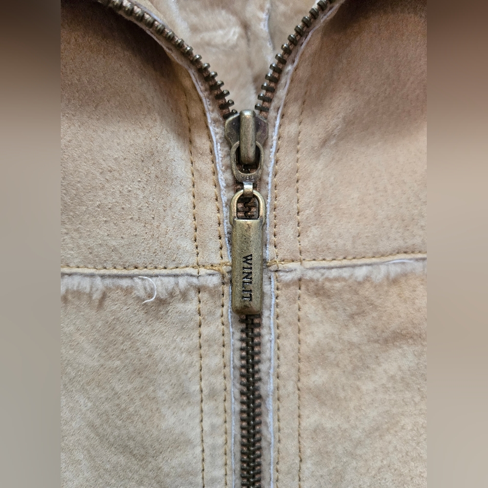 Winlit Women's Suede Jacket, Tan, Size L - Picture 14 of 14